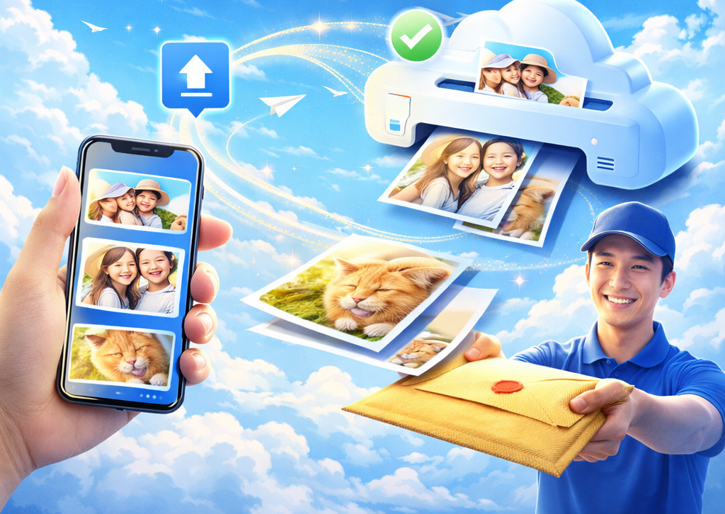 云打印的便捷性：上传照片打印后寄送给您